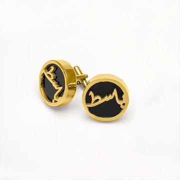Customize Black Stone Name Cufflink