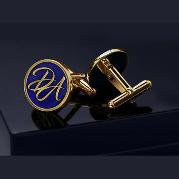 Personalized Round Blue Cufflink
