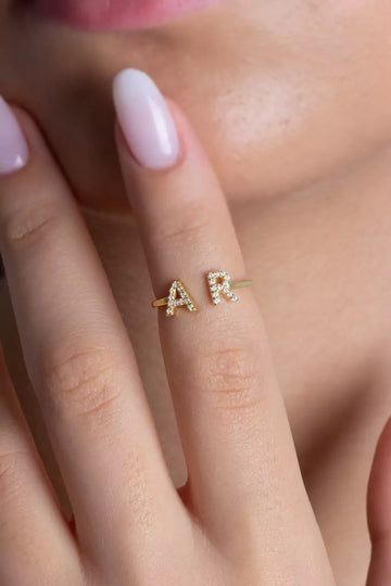 Customized Diamond Initial Ring