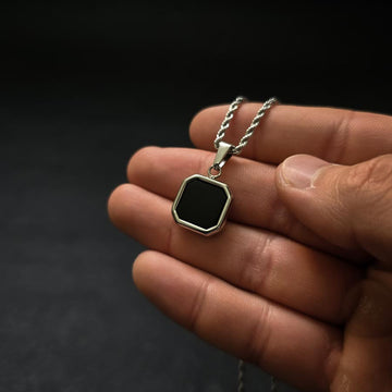 Onyx Cubic Pendant Necklace