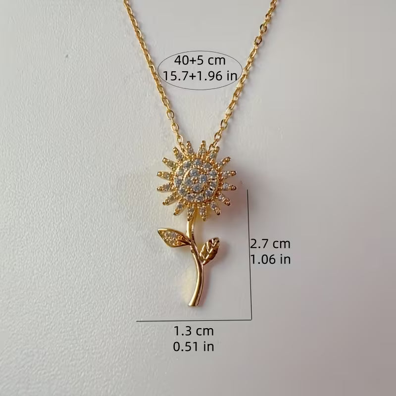 Rotating Sunflower Zircon Necklace