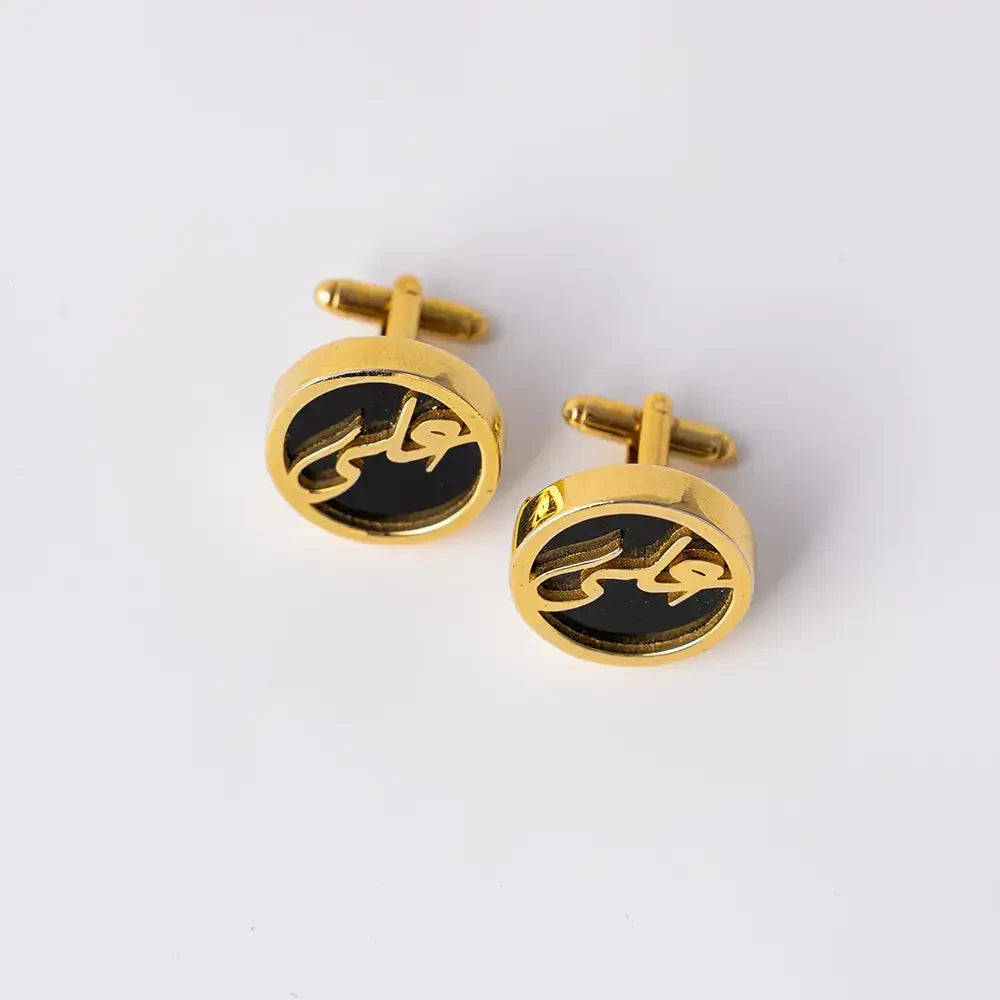 Customize Black Stone Name Cufflink