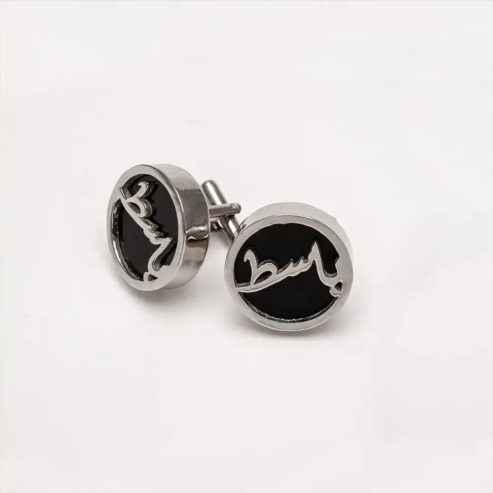 Customize Black Stone Name Cufflink