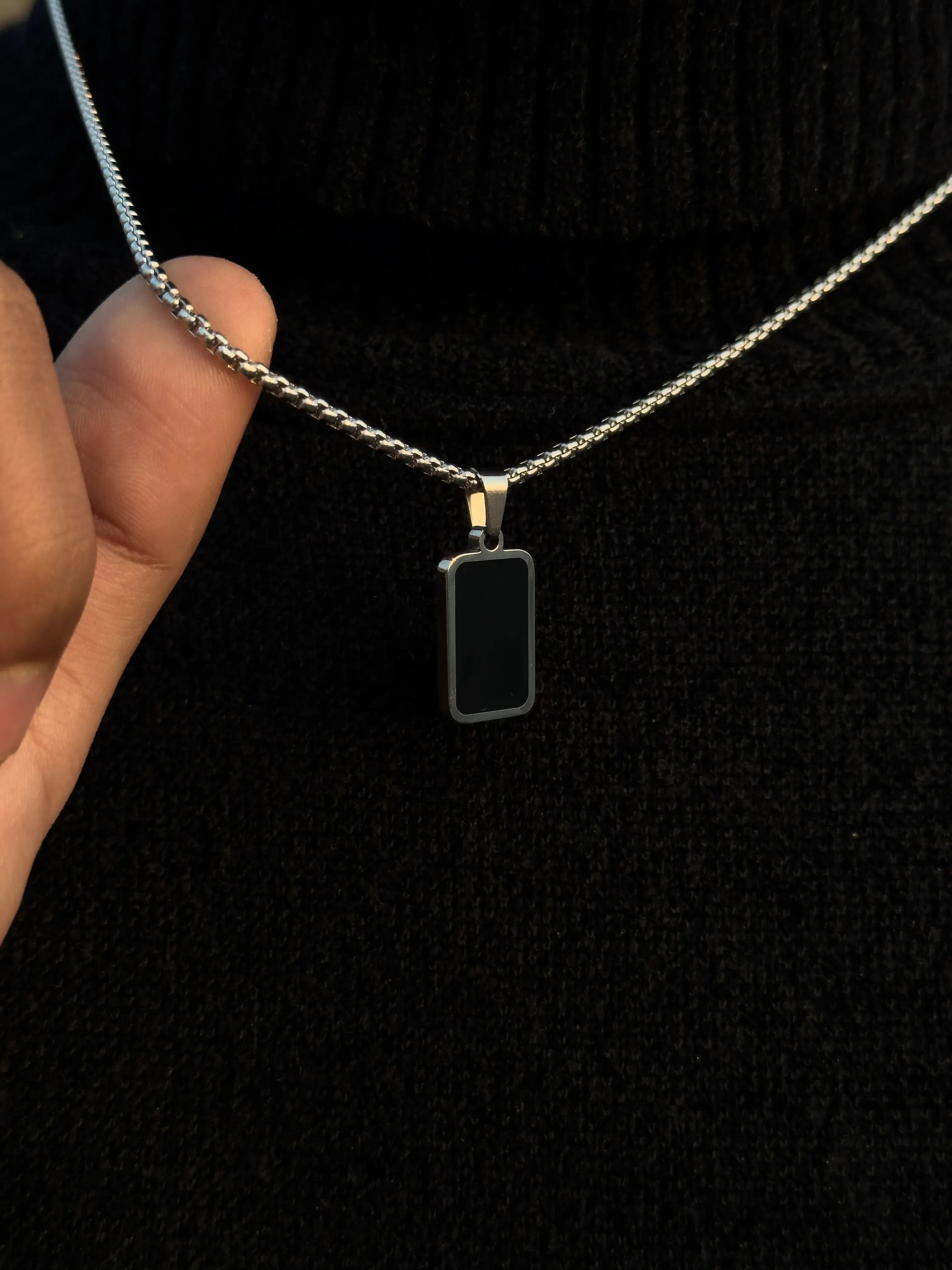 Black Cubic Pendant Necklace