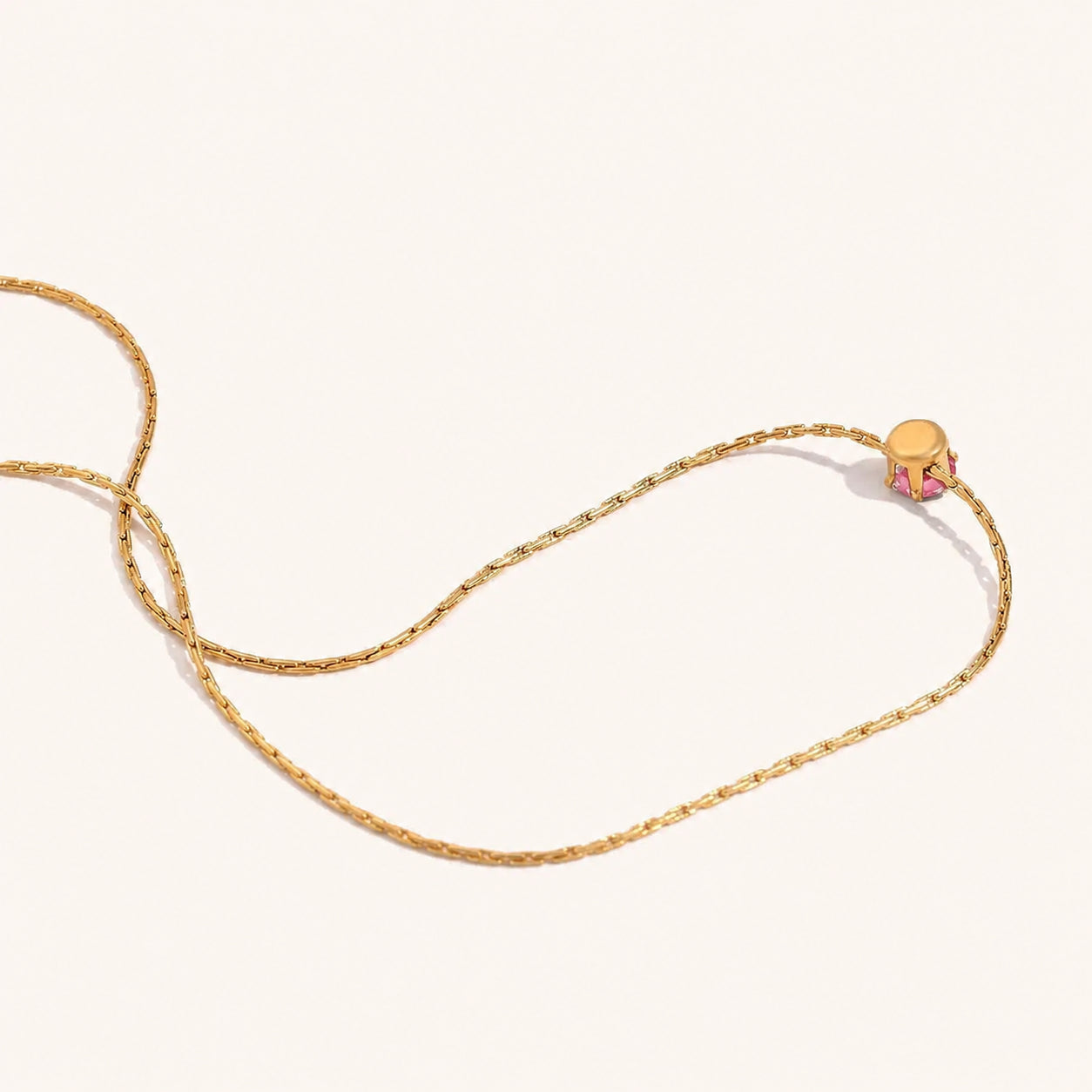 Gold Pink Amethyst Pendant Necklace