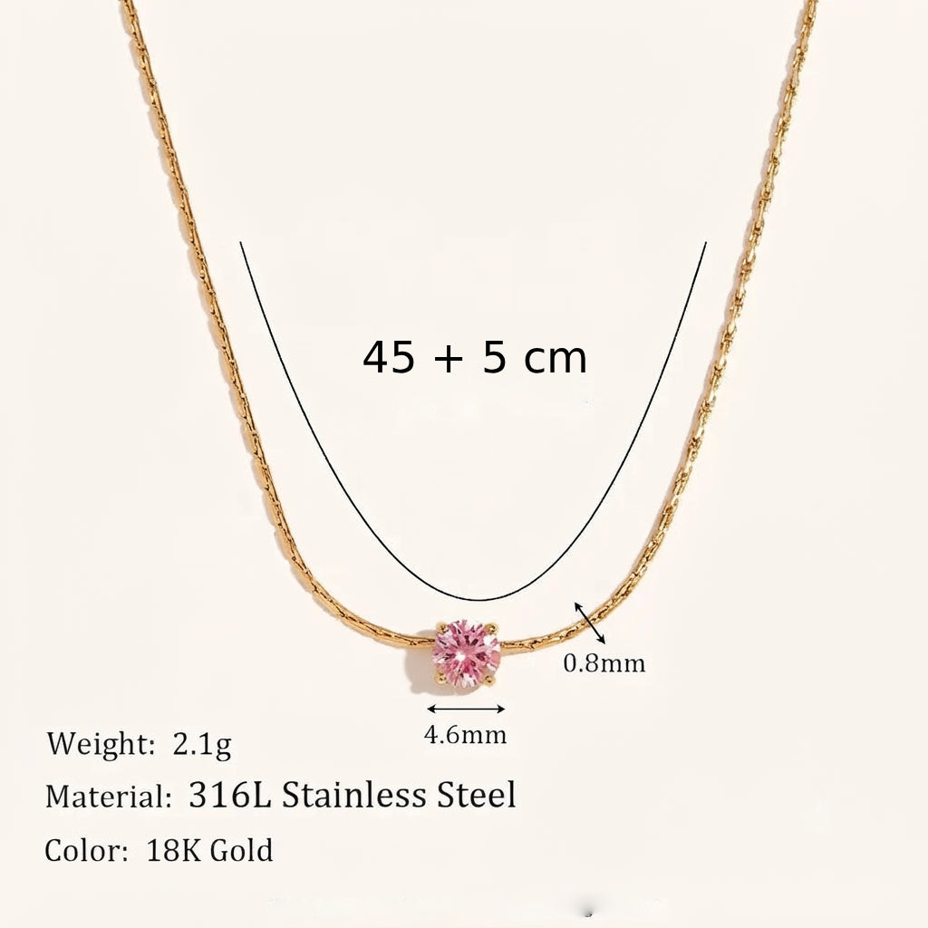 Gold Pink Amethyst Pendant Necklace