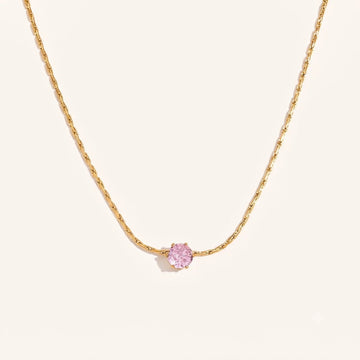 Gold Pink Amethyst Pendant Necklace
