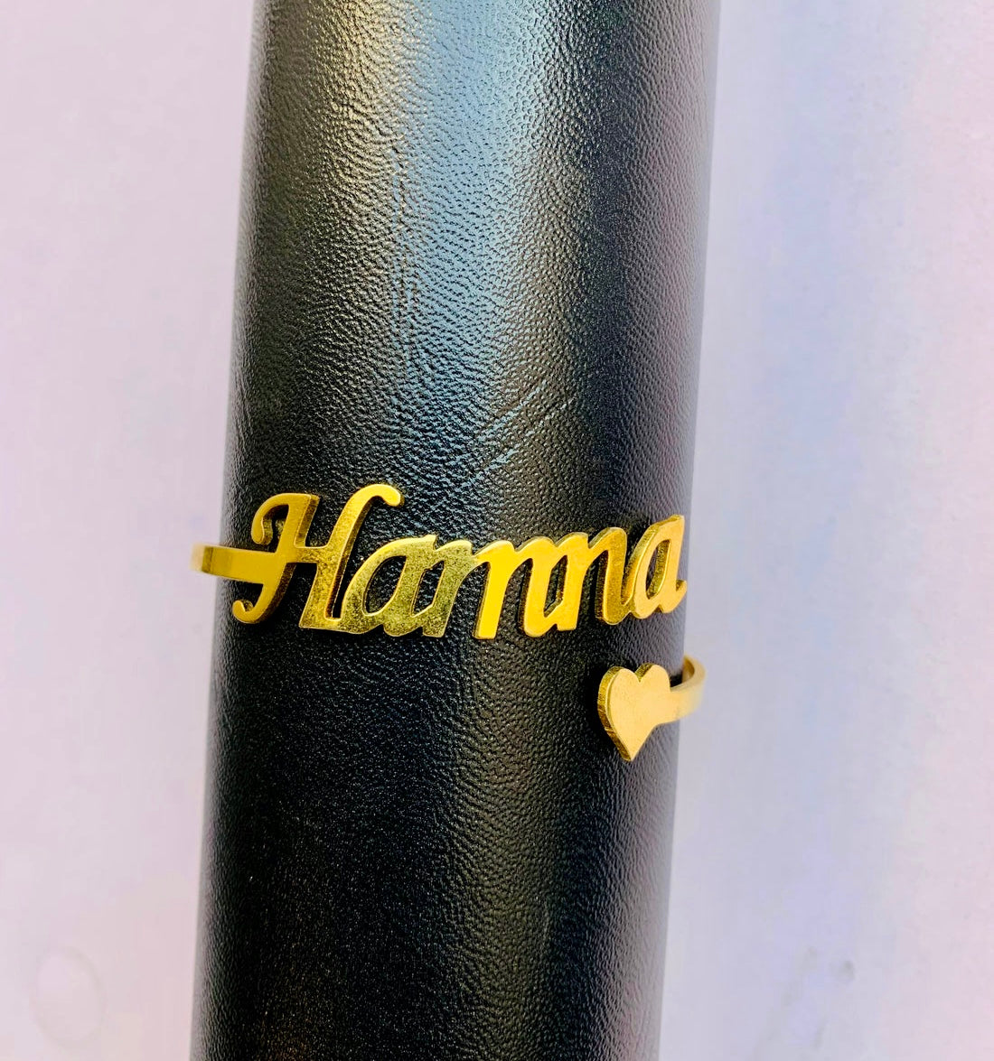 Customize Name Bangle With Heart 24K Gold