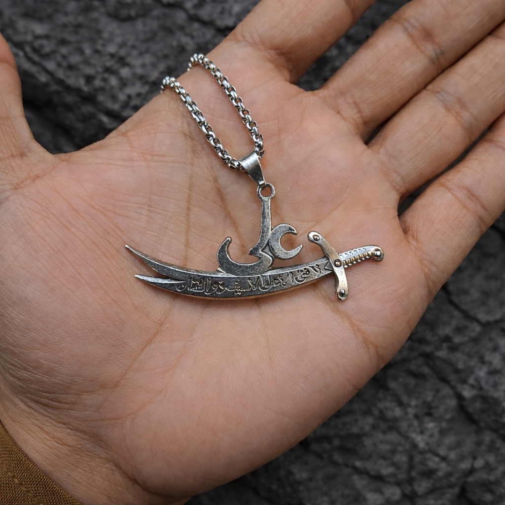 Mola Ali AS Zulfiqar Sword Pendant Necklace - Waterproof