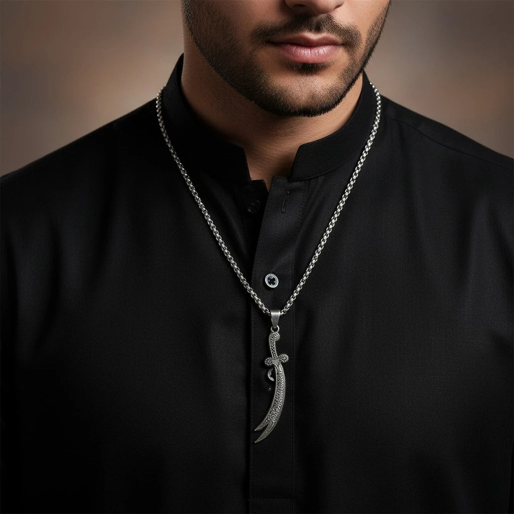 Mola Ali AS Zulfiqar Sword Pendant Necklace - Waterproof