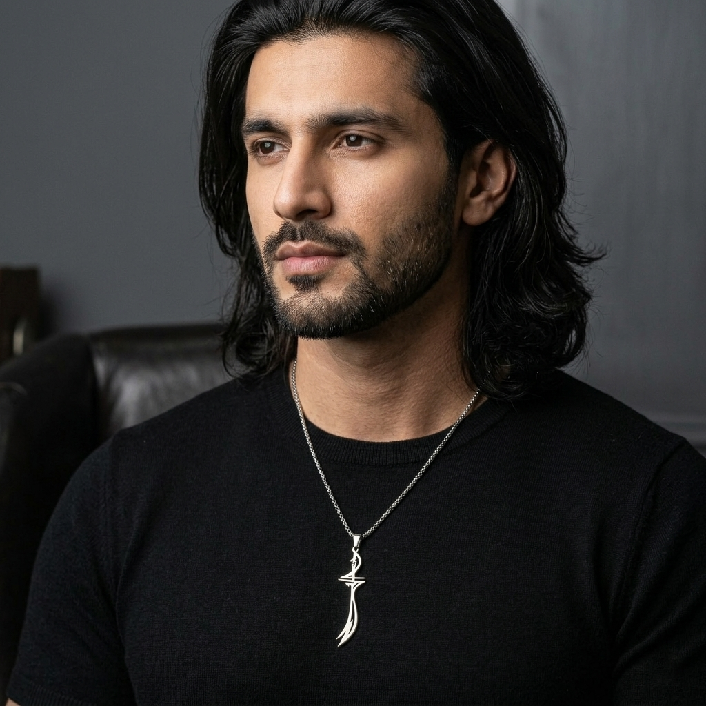 Minimal Zulfiqar Sword Pendant Necklace - Stainless Steel