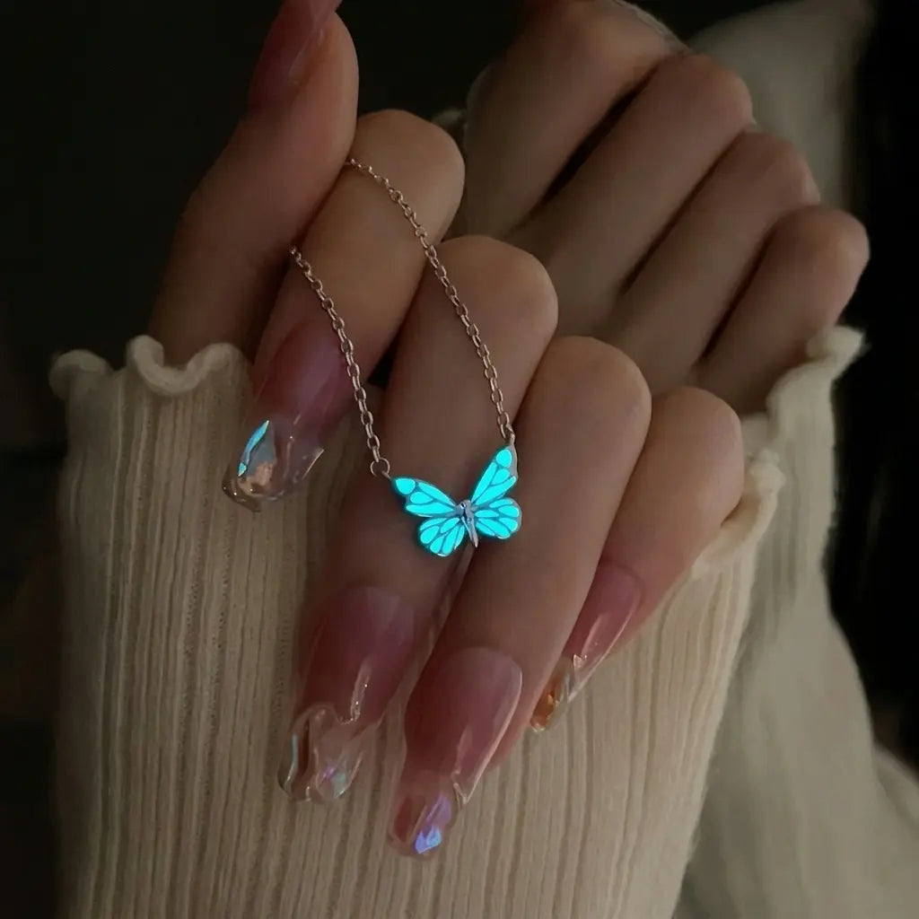 Glowing Butterfly Pendant Necklace 🦋