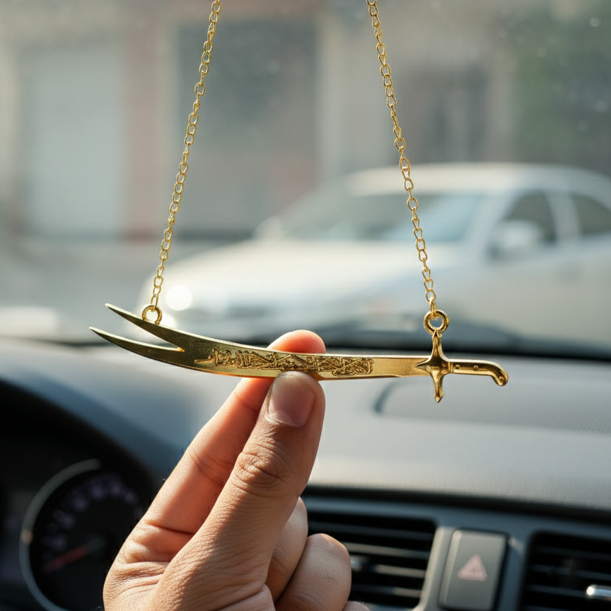 Zulfiqar Sword Car Hanger - Stainless Steel
