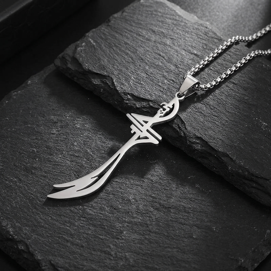 Minimal Zulfiqar Sword Pendant Necklace - Stainless Steel