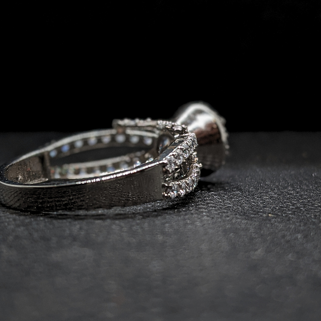 Natural Diamond Engagement Ring - 925 Silver