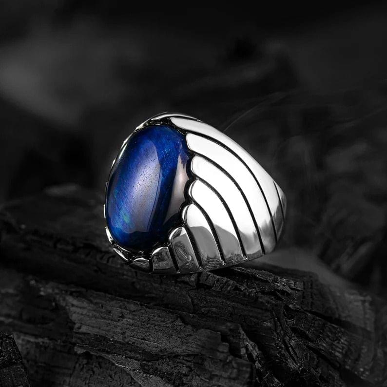 Tiger Eye Men's Silver Ring- 925 Silver
