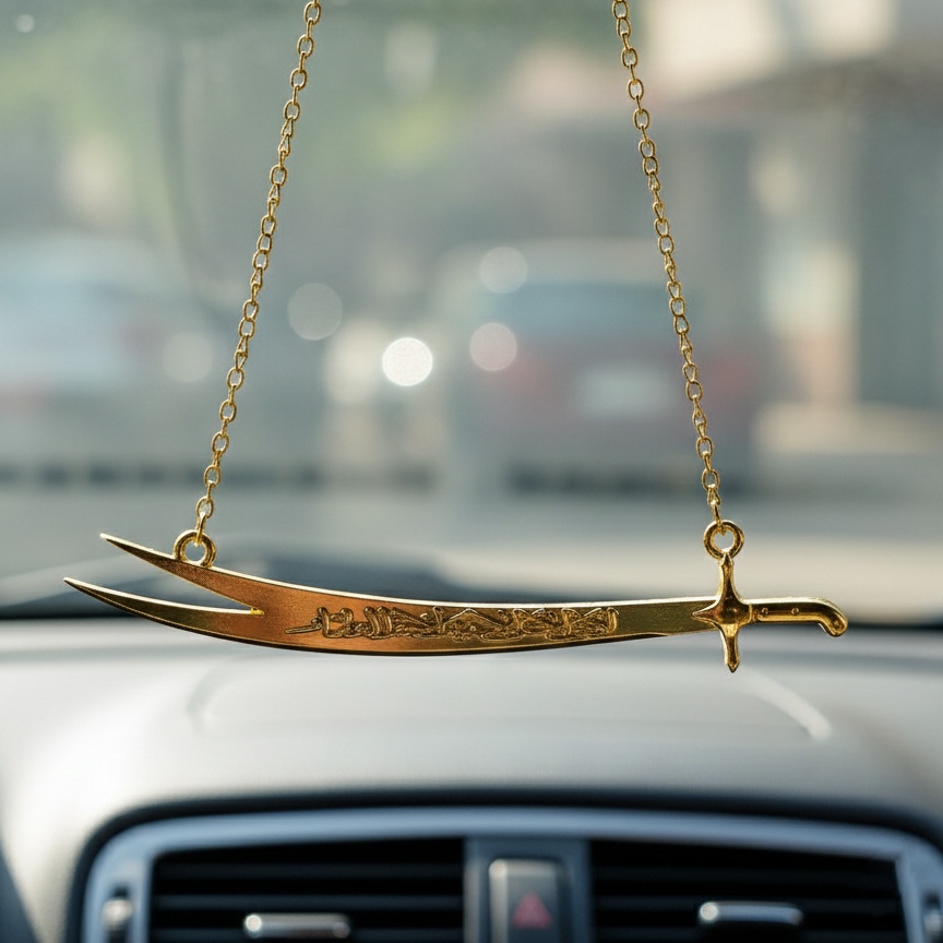 Zulfiqar Sword Car Hanger - Stainless Steel