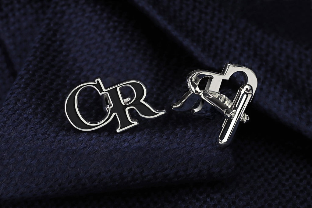 Personalized Initial Cufflink Black