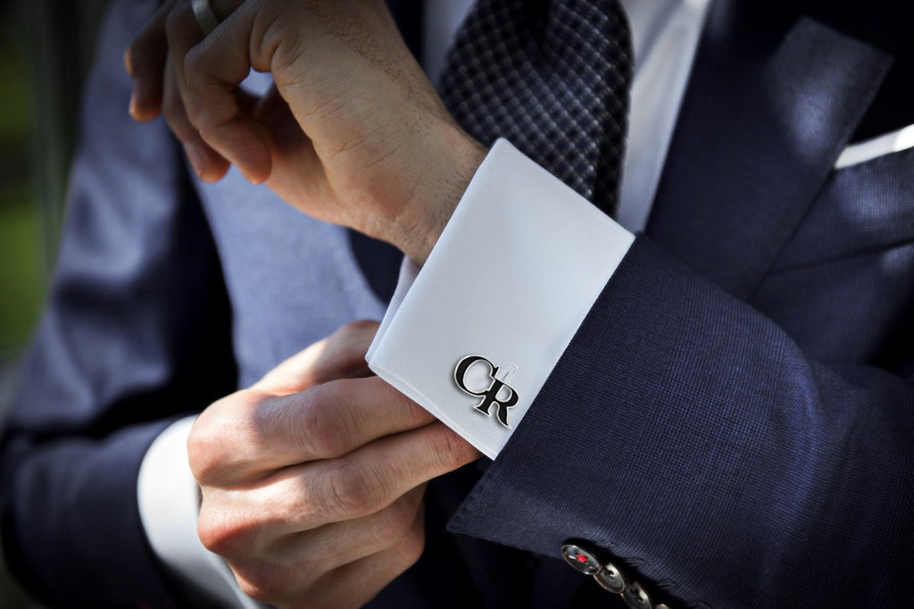 Personalized Initial Cufflink Black