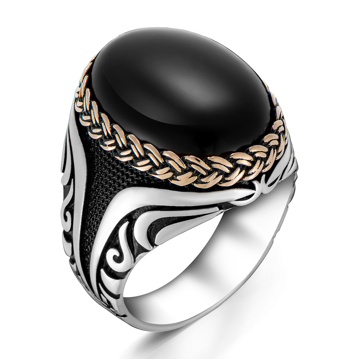 Oval Black Onyx Stone 925 Sterling Silver