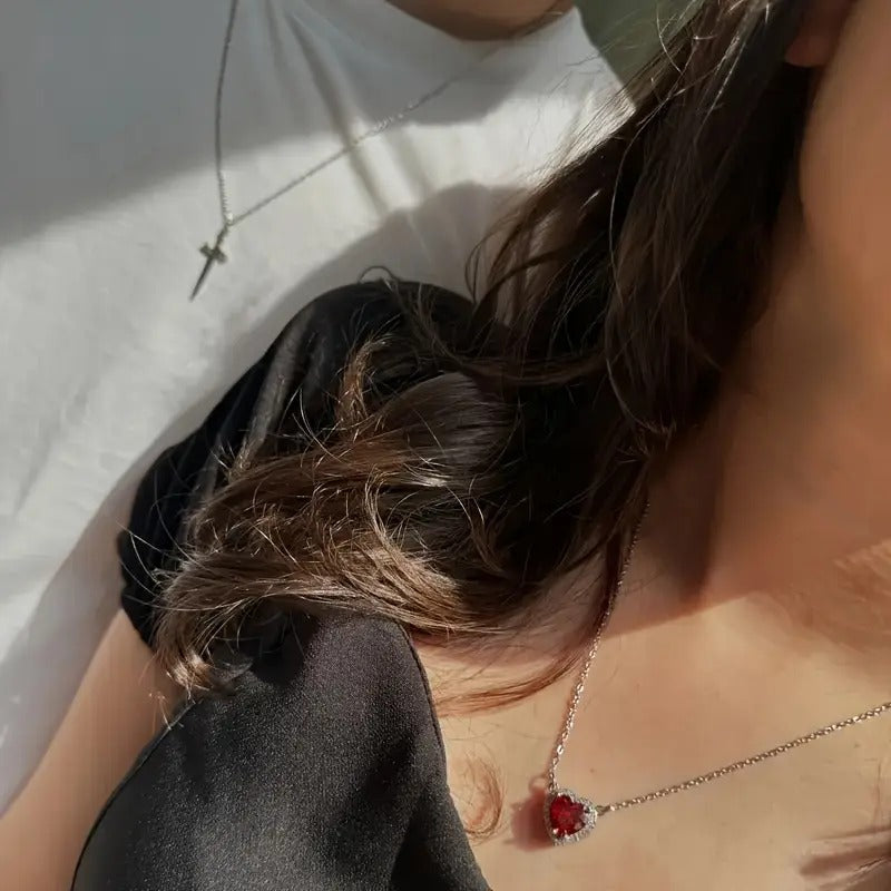 Blood Bond Heart & Sword Necklace Set