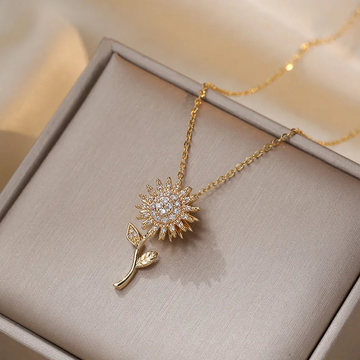 Rotating Sunflower Zircon Necklace
