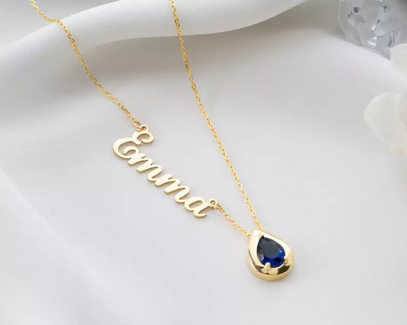 Personalized Birthstone Name Necklace
