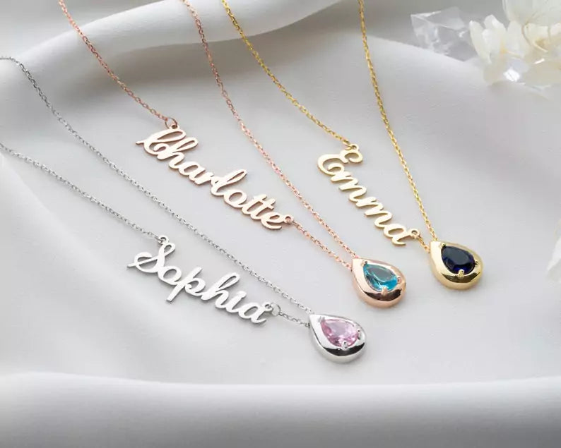 Personalized Birthstone Name Necklace