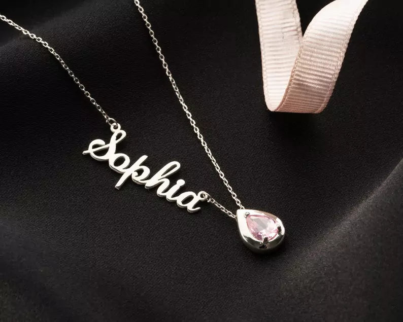 Personalized Birthstone Name Necklace