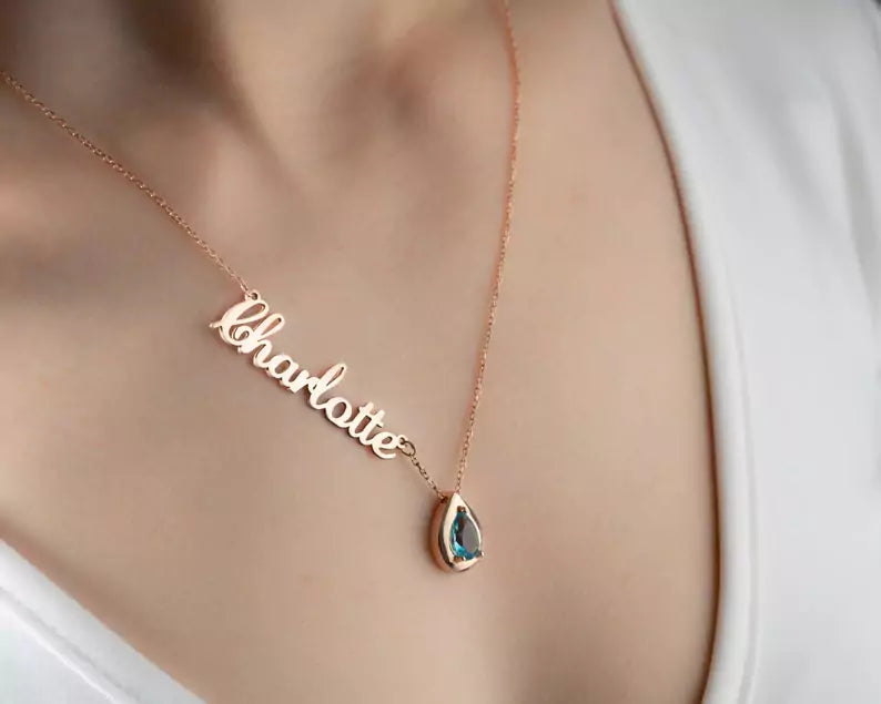 Personalized Birthstone Name Necklace