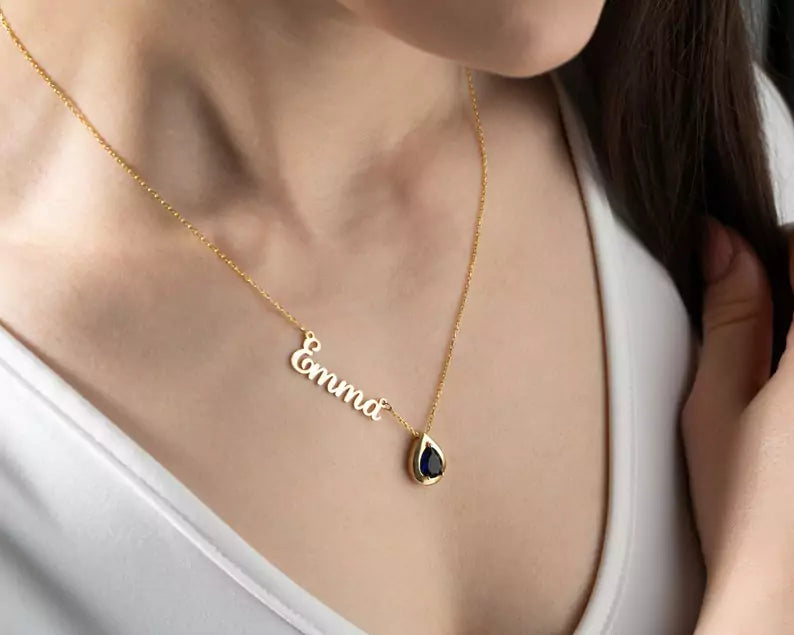Personalized Birthstone Name Necklace