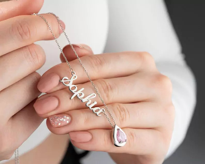 Personalized Birthstone Name Necklace