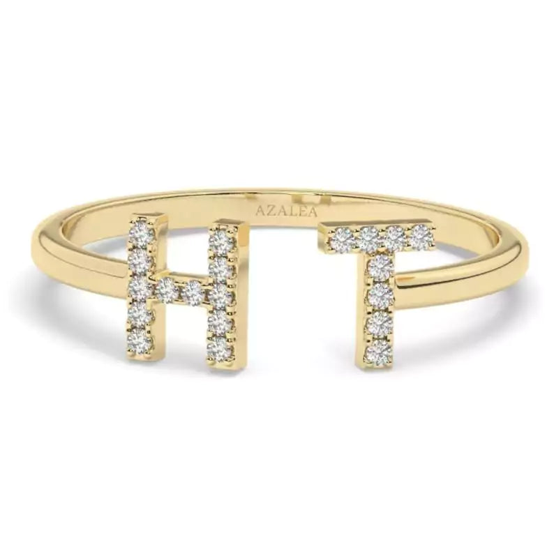 Customized Diamond Initial Ring