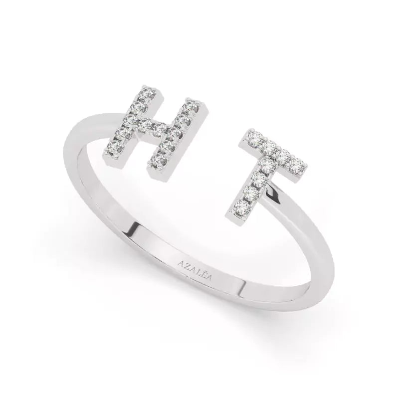 Customized Diamond Initial Ring