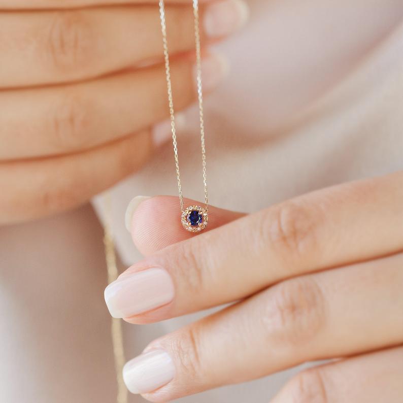 Dainty Blue Sapphire Necklace