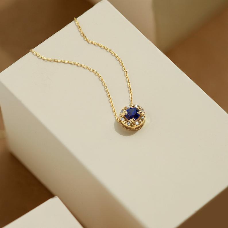 Dainty Blue Sapphire Necklace