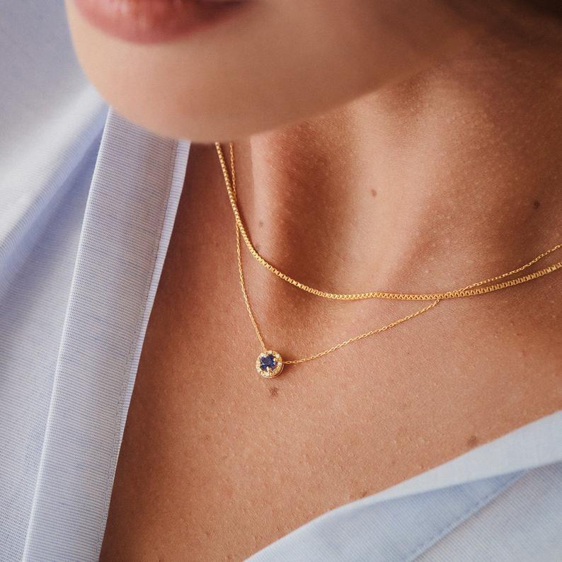 Dainty Blue Sapphire Necklace