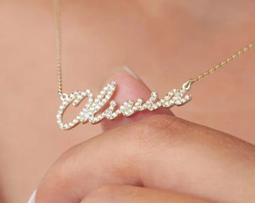 Diamond Name Necklace 22K Gold