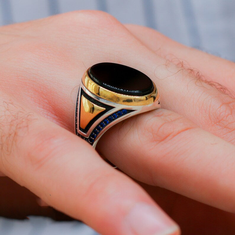 Agate Aqeeq Men Ring 925 Sterling Silver