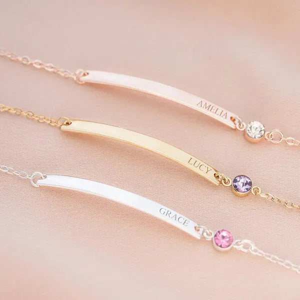 Diamond Bar Personalized Bracelet