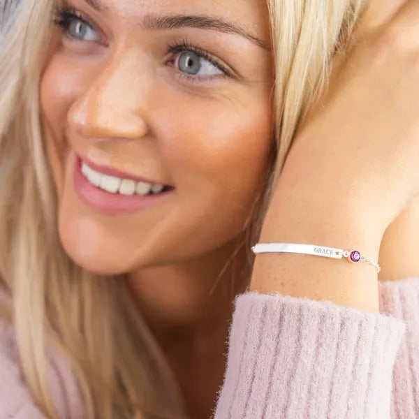 Diamond Bar Personalized Bracelet