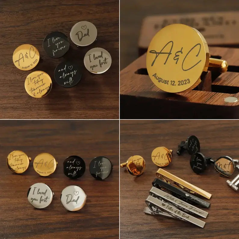 Personalized Tie Clip & Cufflinks Set | Lifetime Warranty