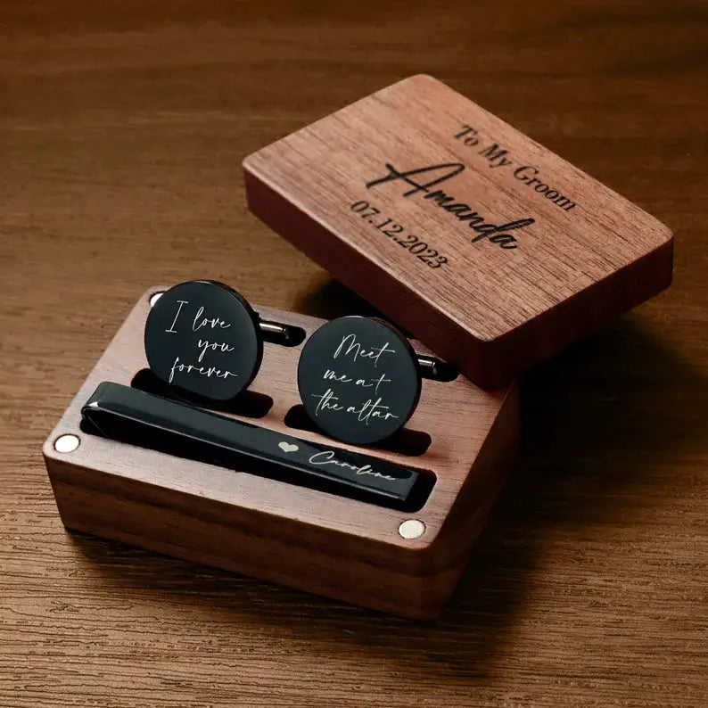 Personalized Tie Clip & Cufflinks Set | Lifetime Warranty