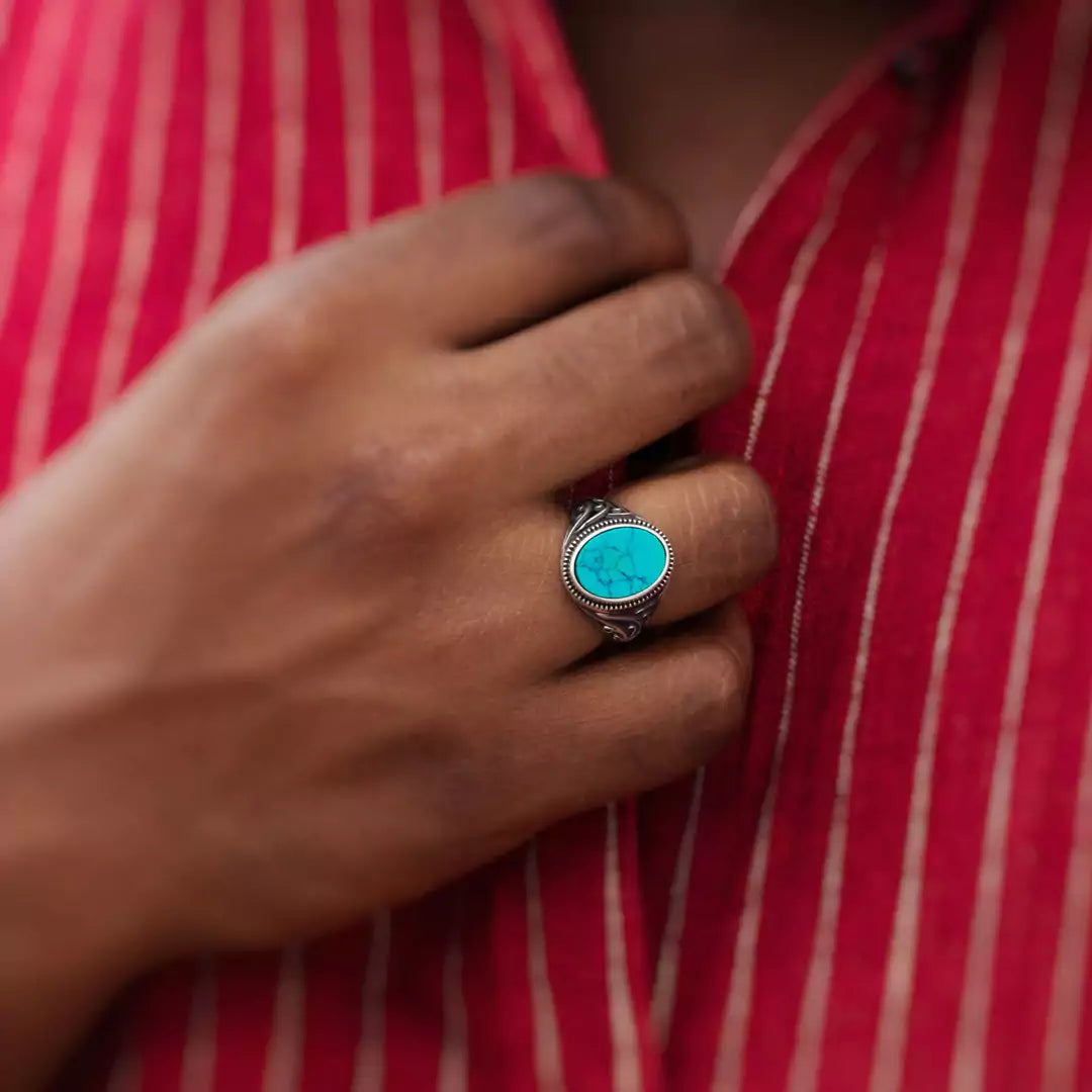 Classic Oxidised Sterling Silver Ring for Him