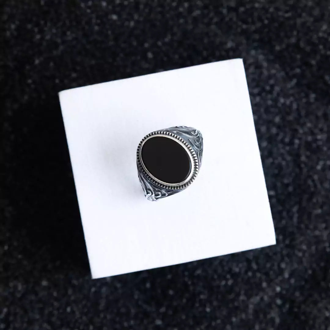 Classic Oxidised Sterling Silver Ring for Him