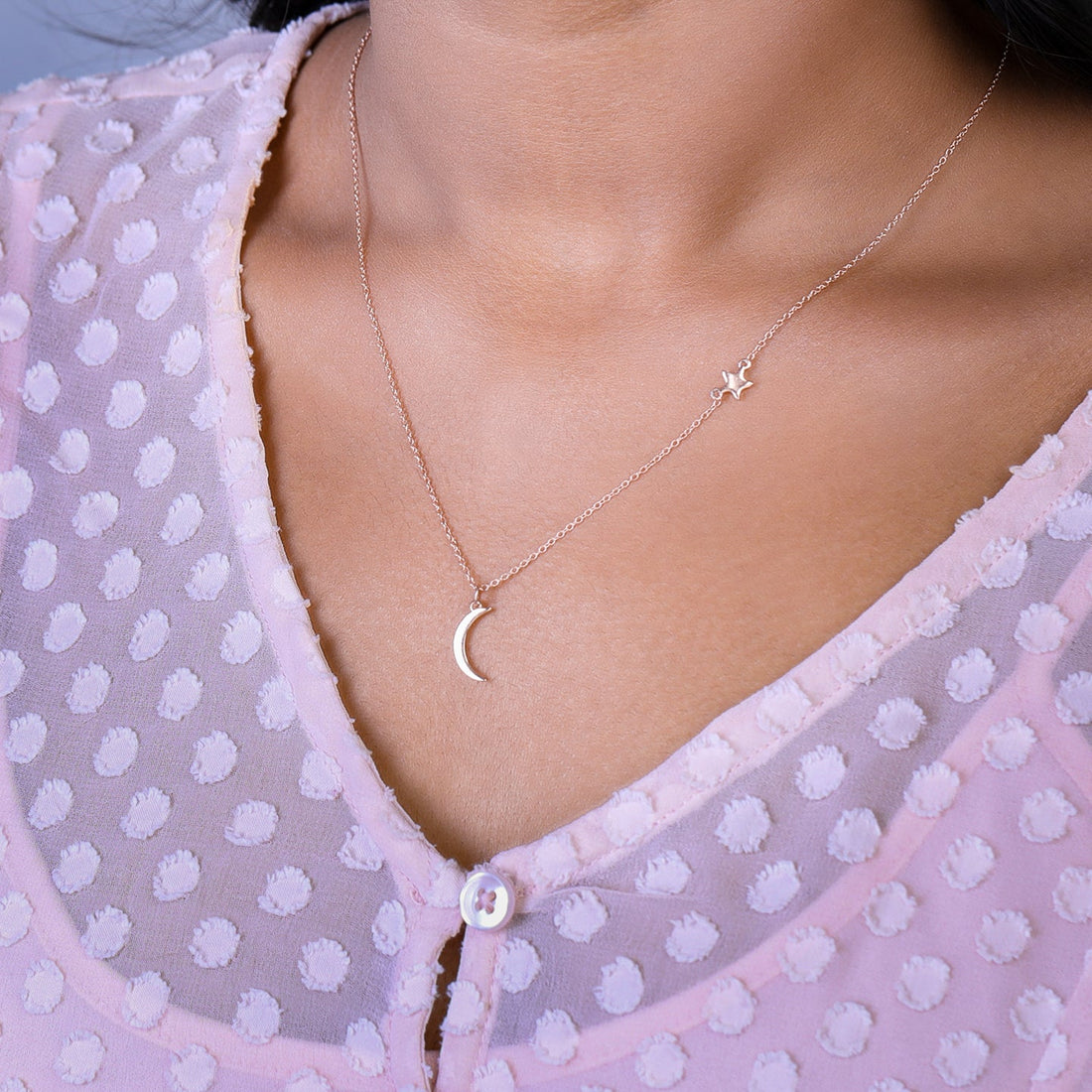 MOON STAR STERLING SILVER CHARM PENDANT