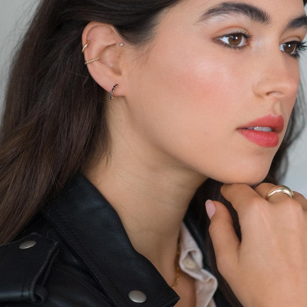 Black Sapphire Hoops 925 Silver