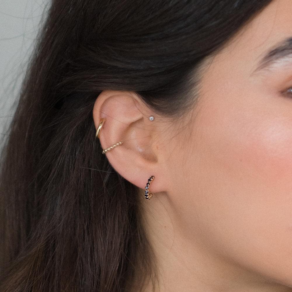 Black Sapphire Hoops 925 Silver