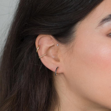 Black Sapphire Hoops 925 Silver
