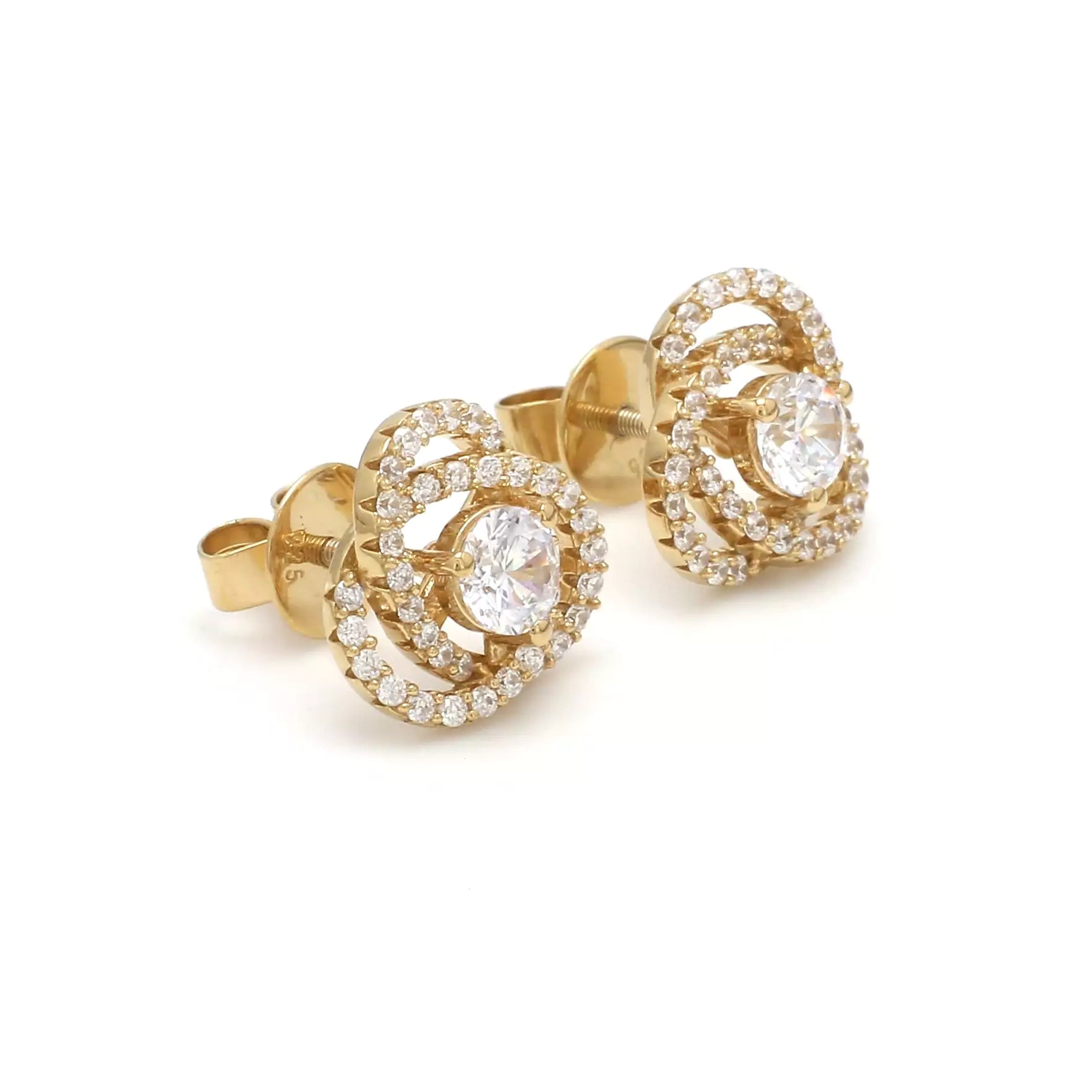 Intertwined Cluster Fauzia Solitaire Studs with Premium Screw Backs